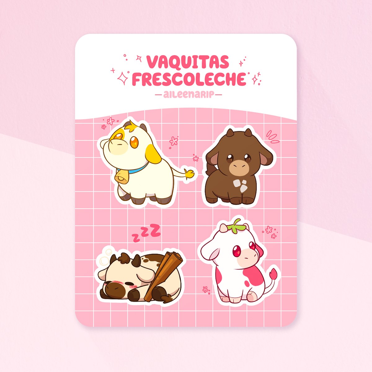 Vaquitas Fresco Leche - Lámina de Stickers